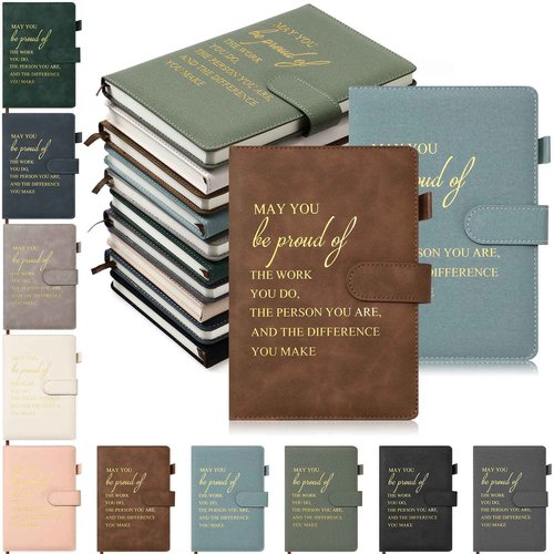Roowest 10 Pcs Employees Appreciation Gifts Motivational A5 Leather Journal Notepad for Coworker Dsp Week Medical Assistant Leadership Teacher Thank You Gift(Morandi Colors,Inspirational)