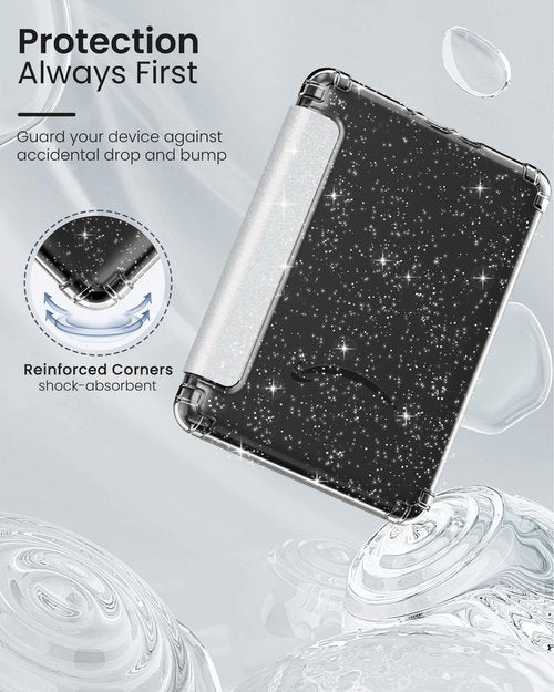 MoKo Case for All-New 7" Kindle Paperwhite 2024 12th Gen&Kindle Colorsoft Signature Edition 2024,Ultra Clear Soft Flexible Glitter TPU Back Cover Light Shell with Auto Wake/Sleep, Glitter White