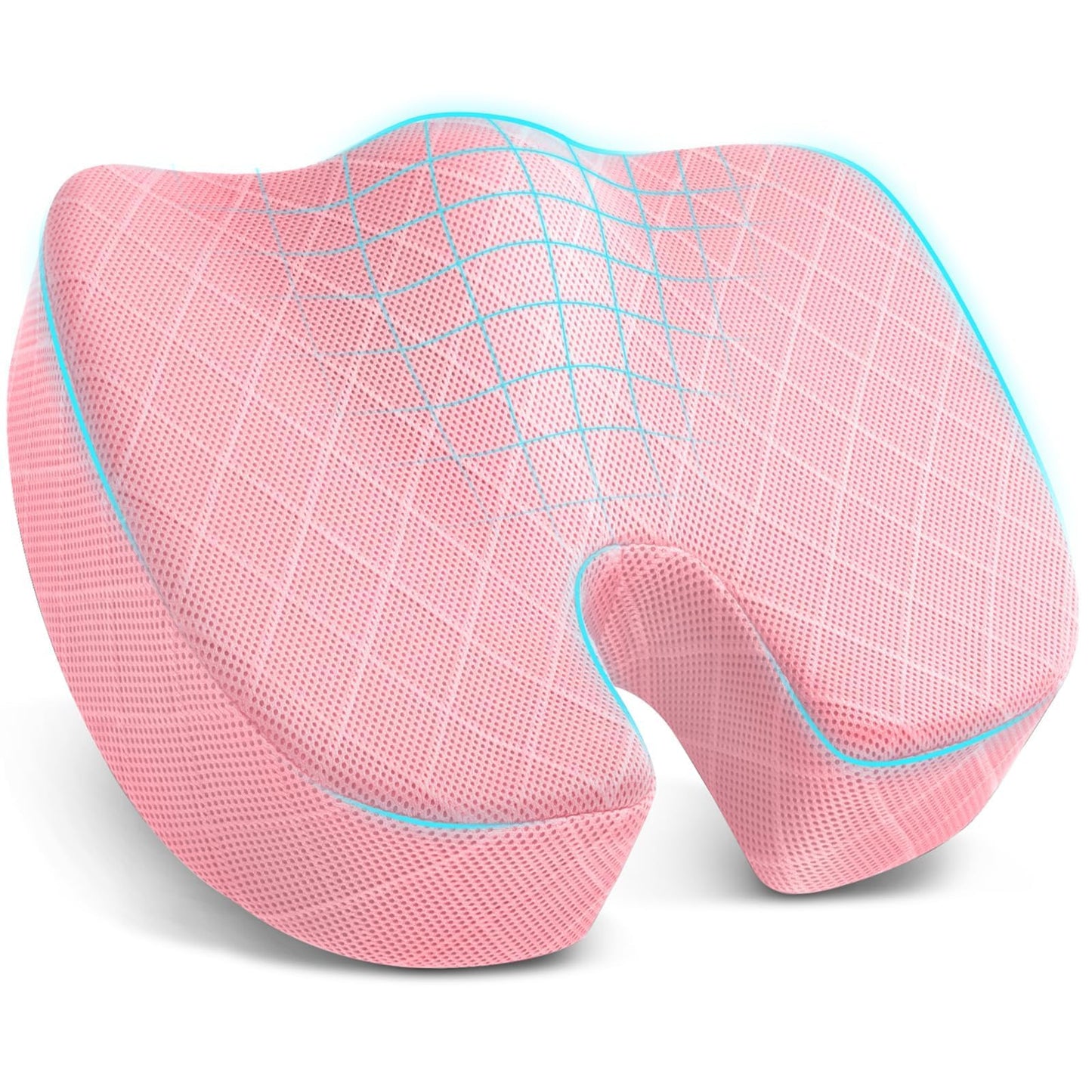 TushGuard Office/Car Seat Cushion, Non-Slip Sciatica & Back Coccyx Tailbone Pain Relief Chair Pad, Memory Foam Butt Pillow for Computer Desk, Wheelchair, Driving (Pink, XX-Large)