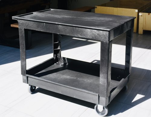 40" Large Utility Cart/Service cart/500 LB Capacity,2 Shelves,Built-in Handle for Easy Maneuvering, Rolling Tool Storage Cart for Garage (Black, Flat Top)