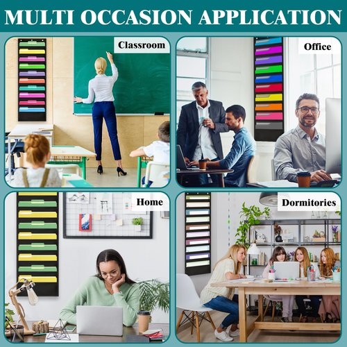 3 Pack 10 Pocket Organization Pocket Chart File Organizer File Storage Pocket Wall File Organizer Folder Chart Organizer Hanging Wall File Paper Folder with 9 PCS Hooks for School Home Office