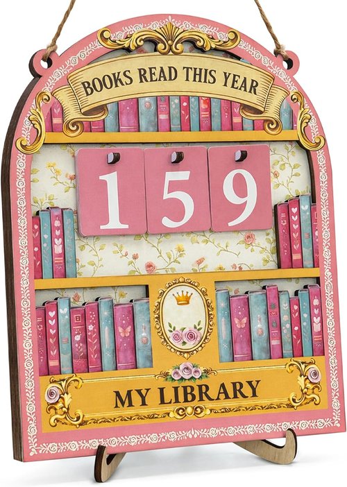 Books Read This Year Counter Sign - Pink Reading Tracker Ornament | Perfect Gift for Book Lovers