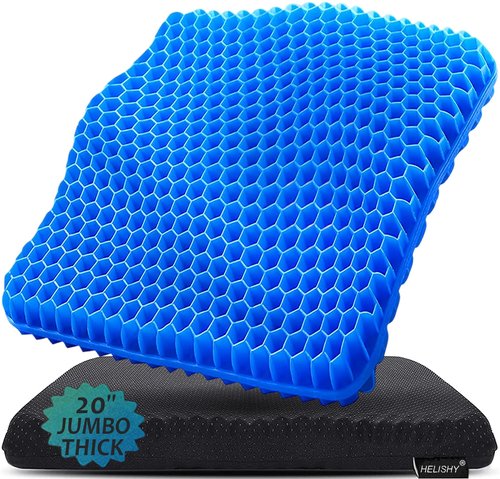20" Gel Seat Cushion for Long Sitting(Jumbo&Thick) – Office Chair Cushion – Wheelchair Cushions for Pressure Sores – Non-Slip Desk Chair Car Seat Cushion Driving – Sciatica & Back Pain Relief