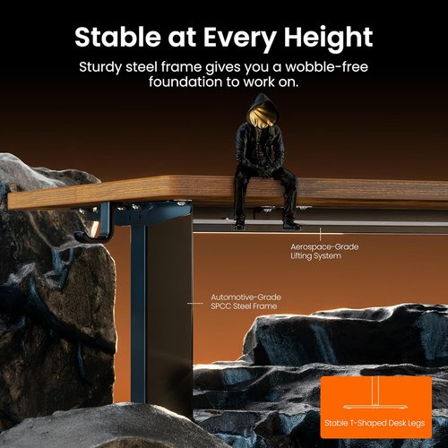 ErGear Electric Standing Desk - Height Adjustable Sit-Stand Desk, 48 x 24 Inches, Vintage Brown Finish