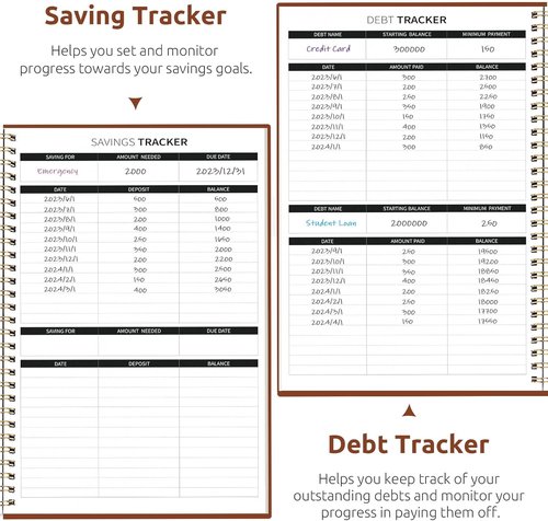 Budget Planner | Monthly Expense Tracker Notebook - Undated Bill Organizer & Finance Planner in Rust Brown