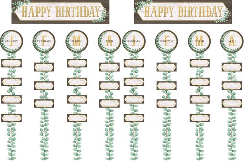 Teacher Created Resources Eucalyptus Happy Birthday Bulletin Board Set (Pack of 2)