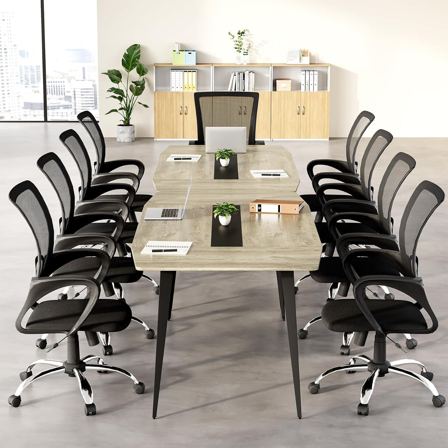 LITTLE TREE 6 FT Conference Room Table, 70.86L x 35.43W x 29.52H Inches Boat Shaped Meeting Seminar Boardroom Table