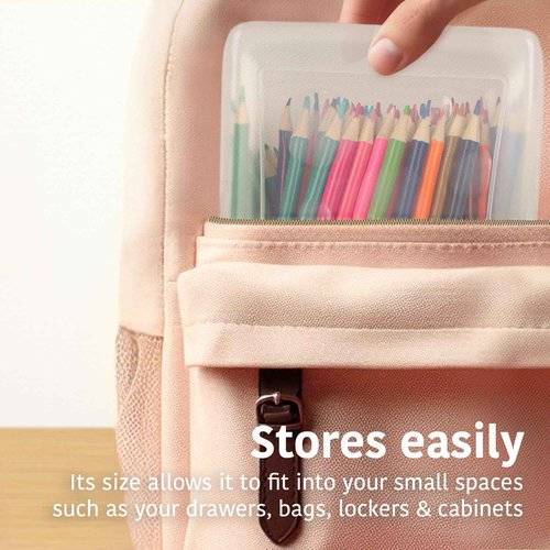 Storex Pencil Case – Plastic Organizer for Kids' Desks and Backpacks, Ice, 24-Piece Value Pack (61622A24C)