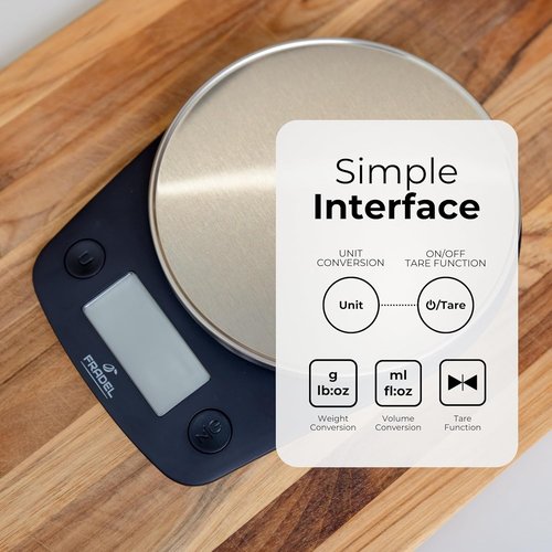 Fradel Digital Kitchen Food Scale - 11lb Capacity in Grams & Ounces for Cooking, Baking & Weight Loss