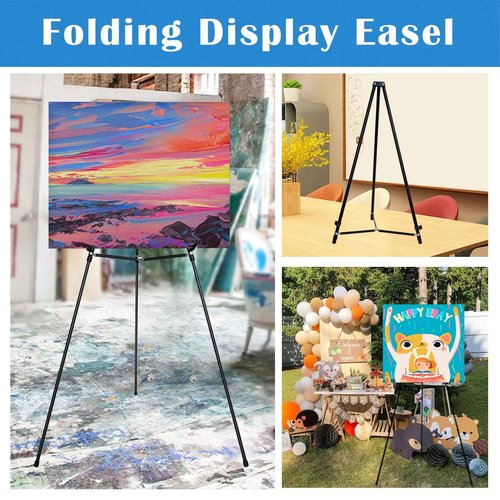 Falling in Art 70" Adjustable Aluminum Display Easel Stand, Versatile Tripod Easel for Artistic Presentations Stand, Lightweight and Sturdy for Art Shows, Exhibitions, and Studios, 2 Pack
