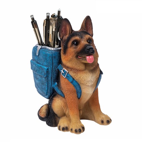 Photour Cute Dog Pen Holder for Desk, Pencil Holder, Creative Desktop Pen Organizer Pencil Cups, Unique Desk Accessories Decor for Home Office School, German Shepherd Gifts for Dog Lovers
