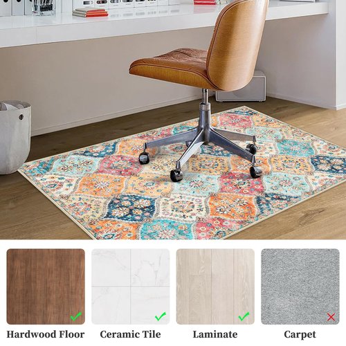 CAREMEE Office Chair Mats for Hardwood Floor, 48"X60" Desk Chair Mat for Hard Floor, Gaming Computer Chair Mat Office Rug for Rolling Chairs, Low Pile Carpet Under Chair Floor Protector, Orange