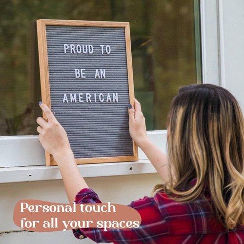 Felt Letter Board | 16x12 Inch Changeable Message Board with 680 Letters, Numbers & Symbols - Grey