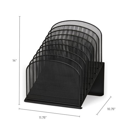 Safco Onyx Desk Organizer, 8 Tiered Vertical Compartments, Office and Classroom Mailbox , Paper and Mail Sorter, Steel Mesh, Black