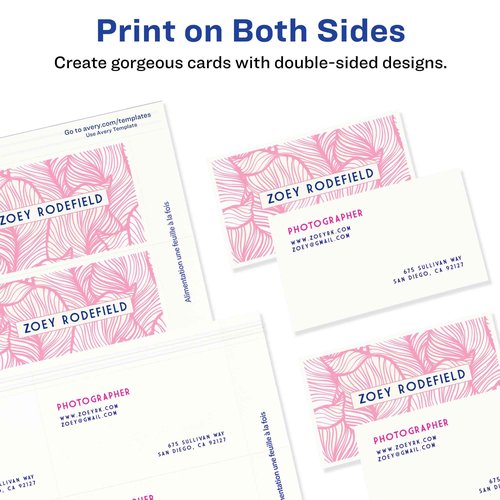 Avery Clean Edge Printable Business Cards with Sure Feed Technology, 2" x 3.5", White, 1,000 Blank Cards for Laser Printers (5874)