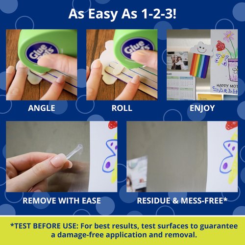 Glue Dots, Removable Dots Dot N' Go Dispenser, Double-Sided, 3/8", .38 Inch, 1200 Dots, DIY Craft Glue Tape, Sticky Adhesive Glue Points, Liquid Glue Alternative, Clear, 6 Pack