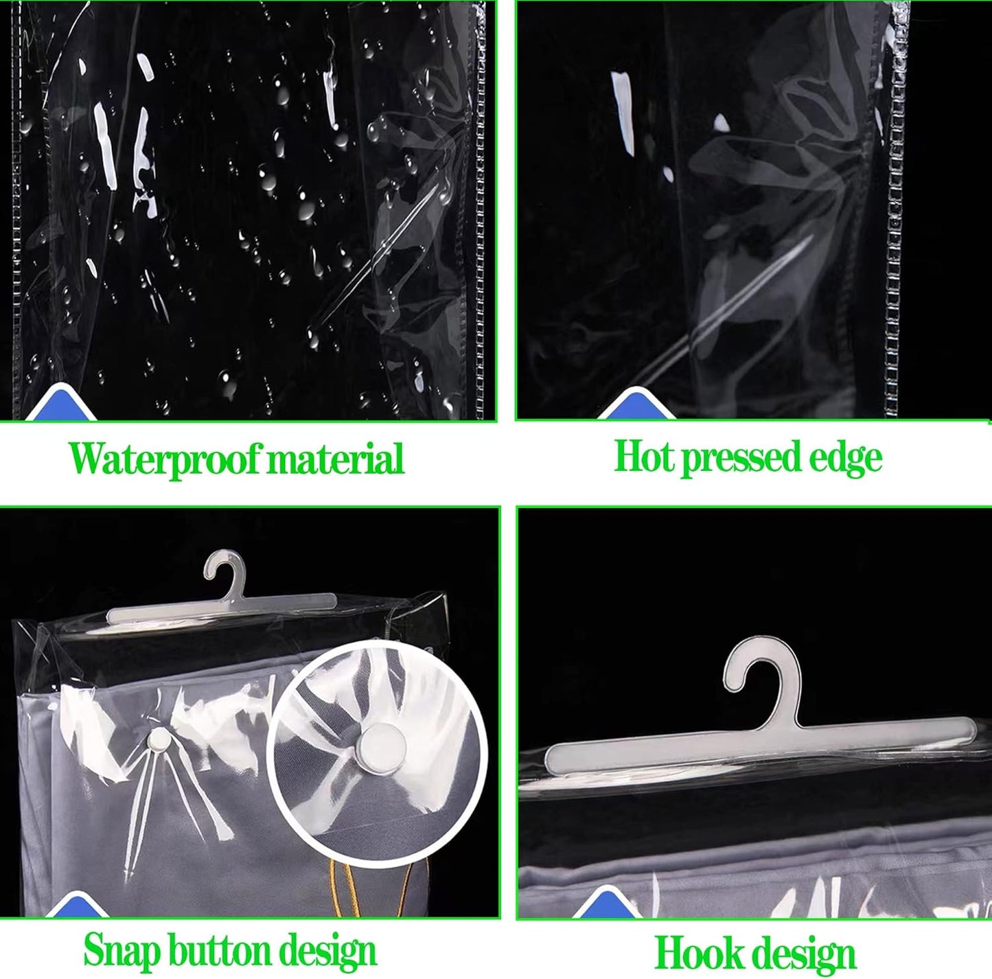 Skiennix Hanging Storage Bags - Clear Plastic Organizer with Hanger | 13" x 11" for Classroom & Home Use