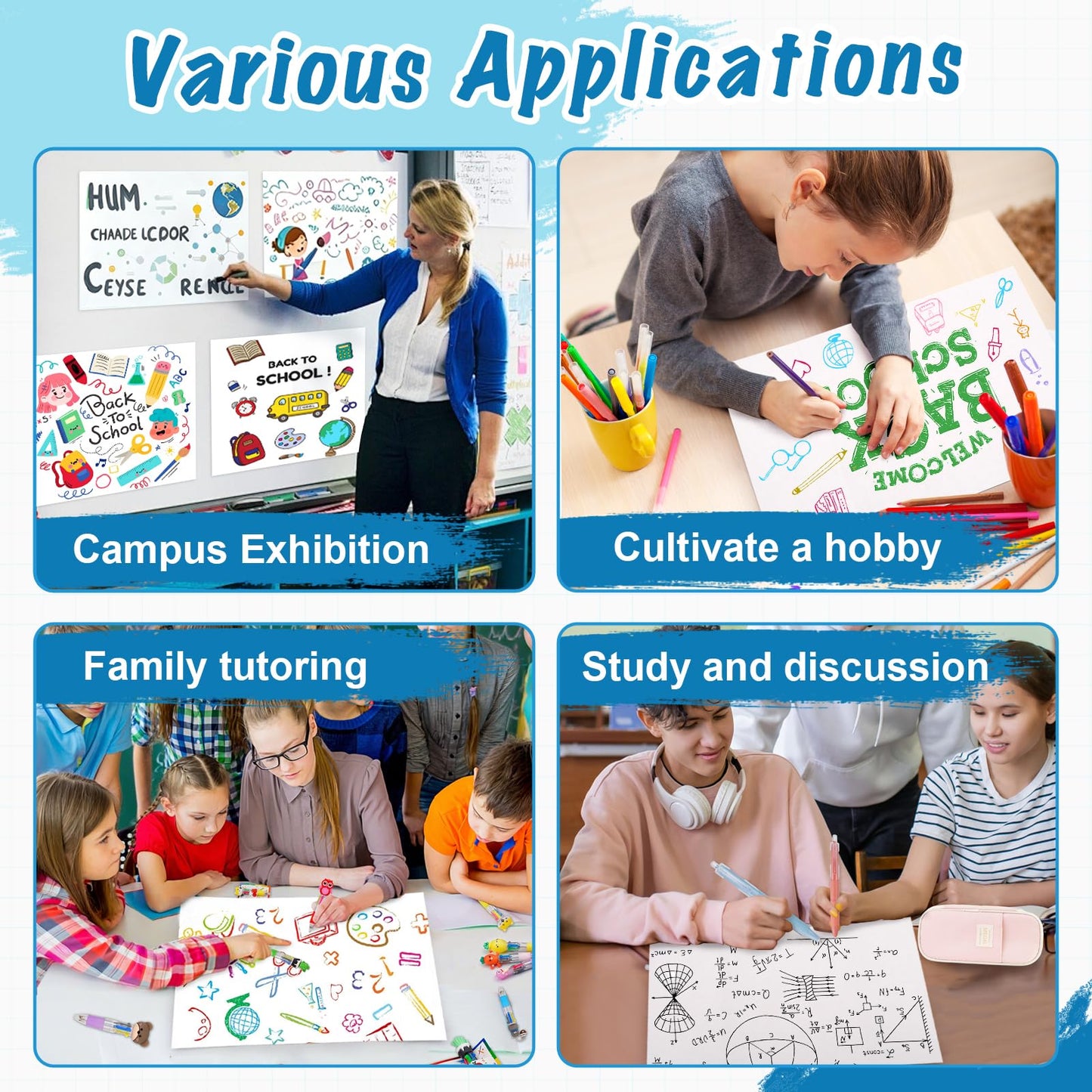 4 Pcs Small Trifold Poster Board, 21.4" x 14" Presentation Board, with Double Sided Tapes and Cardboard, White Corrugated Project Boards/Display Board for School Project/Science Fair Display Boards