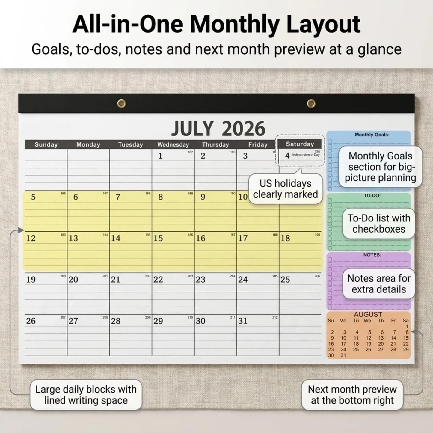 Versatile Desk Calendar 2026-2027 - 18 Month Wall & Desktop Planner (July 2026 - Dec 2027), 17" x 12" Large Monthly Pad, 170um Protective Film & 300g Cardboard for Efficient Workspace