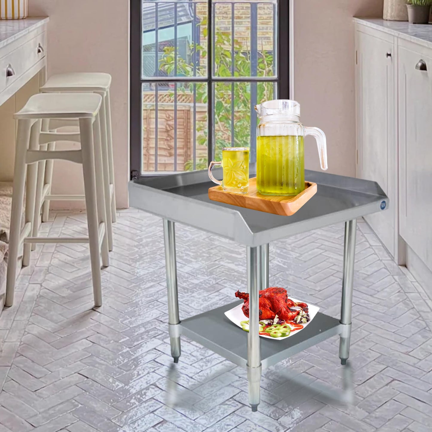 Express KitchQuip NSF Certified 18 Gauge Heavy Duty Stainless Steel Equipment Grill Stand with Undershelf for Kitchens, Utility Rooms, Caterers & Auto