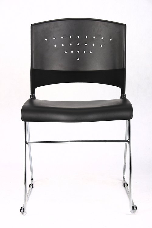 Boss Office Products Chrome Frame Stack Chair 2 Pack in Black