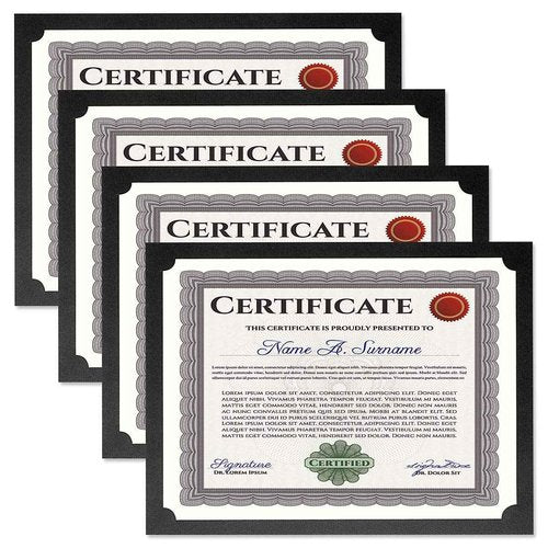 Plain Black Certificate Holders - Pack of 50, Linen Cover 80 lb. Stock, Single-Sided, Die-Cut Corners, for Office, Business Awards, Graduation, School Diploma Holder, 9-1/2" x 12" (Set of 50)