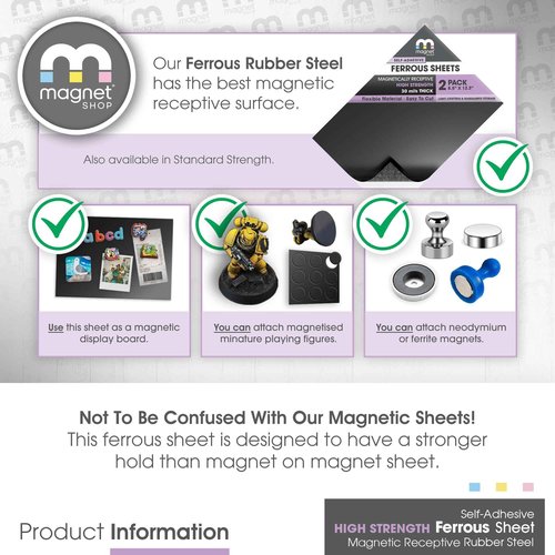 TMS Magnet Receptive Sheets with Adhesive Backing for Craft and Magnetic Miniatures Storage | Flexible Rubber Sheet Metal | 5 Pack, 30 mil Thick, 8.5” x 12.3” | Fits Inside US Really Useful Box