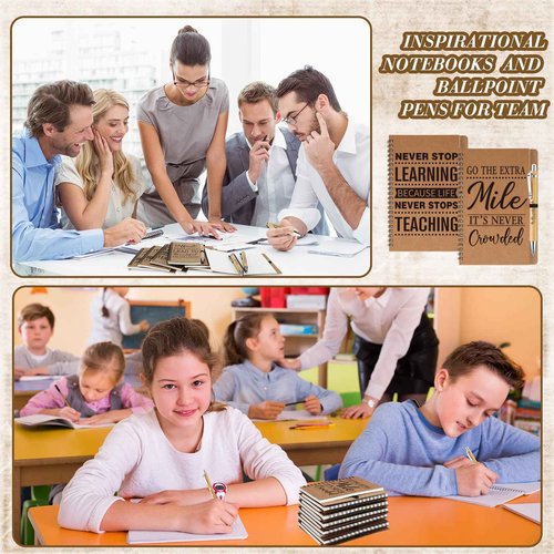 Geyoga 72 Pcs Motivational Customer Service Gifts Set Inspirational Spiral Kraft Notebooks Retractable Bamboo Pens Christmas Appreciation Thank You Gift for Pastor's Wife Employee Teacher Coworker