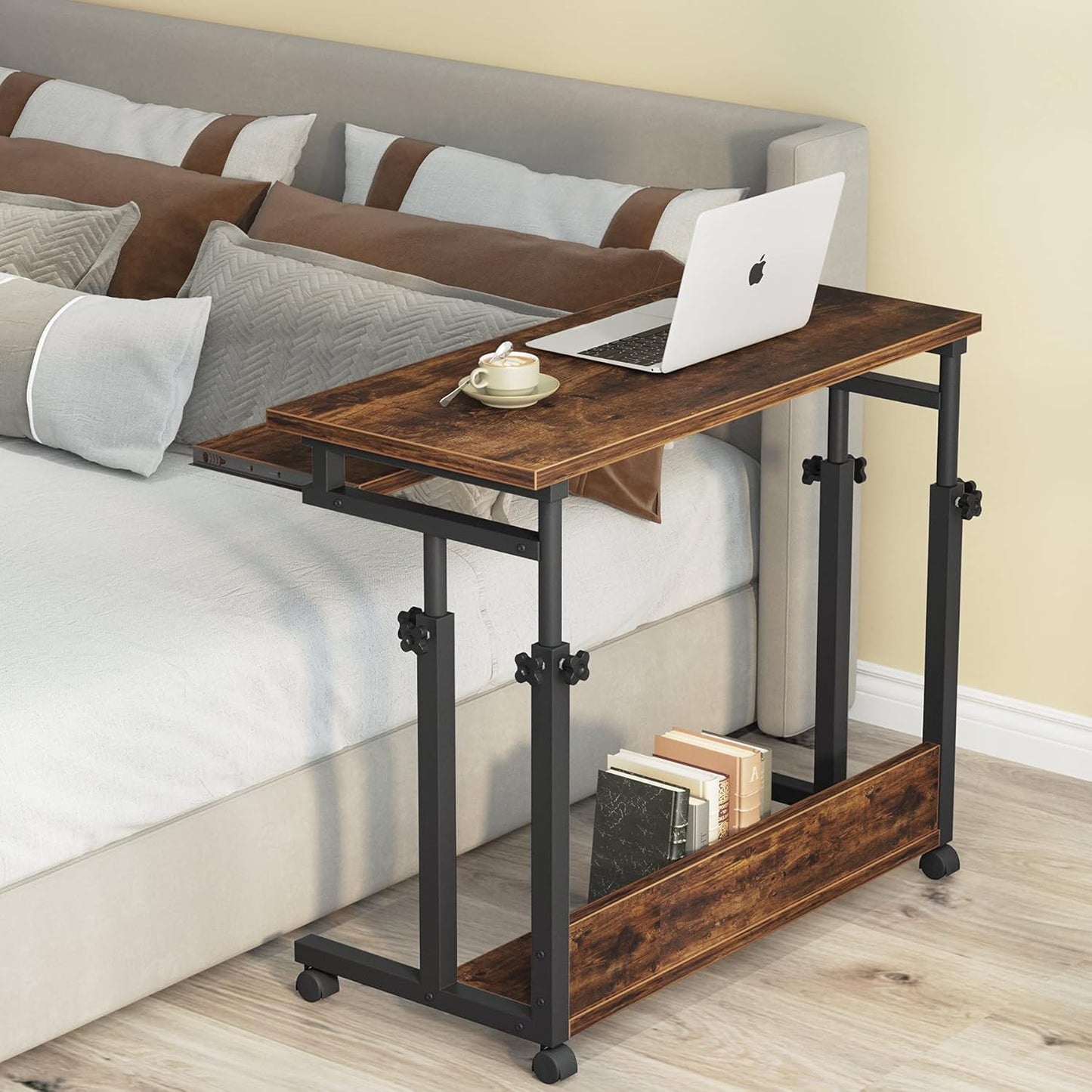 Tribesigns Portable Laptop Desk - Height Adjustable Rolling Computer Cart with Keyboard Tray | Small Size for Home Office