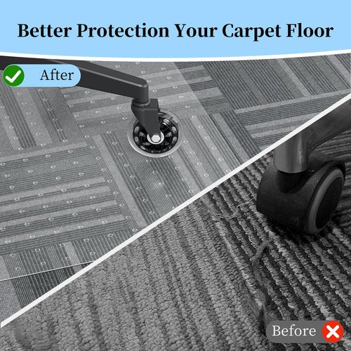 Tonaus Chair Mat for Carpet, 48"×36" Desk Chair Mat for Home Computer Desk Rolling Chair, Transparent Carpet Floors 2.2mm Thick T-Shape Floor Protection with Non-Slip Studded for Low Pile Carpets