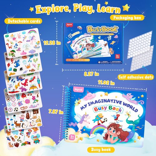 JoyCat Preschool Busy Book - Dual-Language Learning Activities for Toddlers 3-5 | Educational Sensory Toy