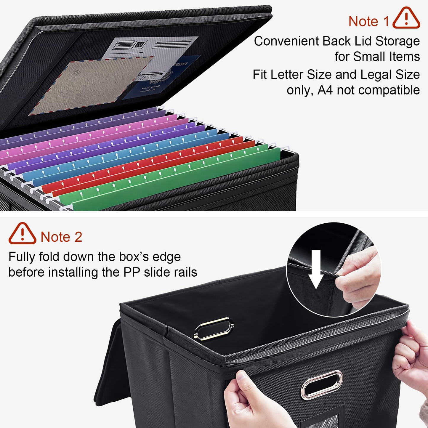 Succwoah 8 Pack File Organizer Boxes with Lids, Collapsible Document Storage Bin with Mesh Pockets & Zipper, Fits Letter/Legal Size Folders for Home Office Classroom Organization (Black, No Folders)