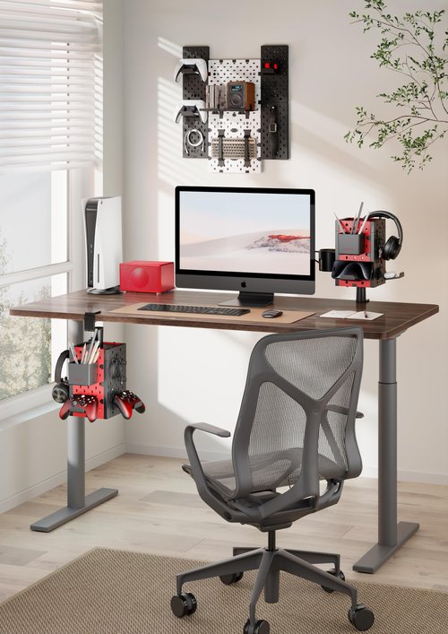 Clamp On Desk Accessories | Desk Mount Pegboard Desk Organizer | Controller Stand | Headphone Stand | Pen Holder | Cubical Office Desk Accessories | Gaming Accessories for Room | 1 Unit (4-Panel)