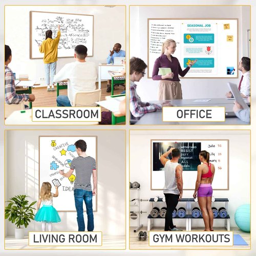 Offi-eqp 48”x36” Large Dry Erase Board for Wall 4' x 3' Double Sided Magnetic White Board Without Frame for Office, Class, Home