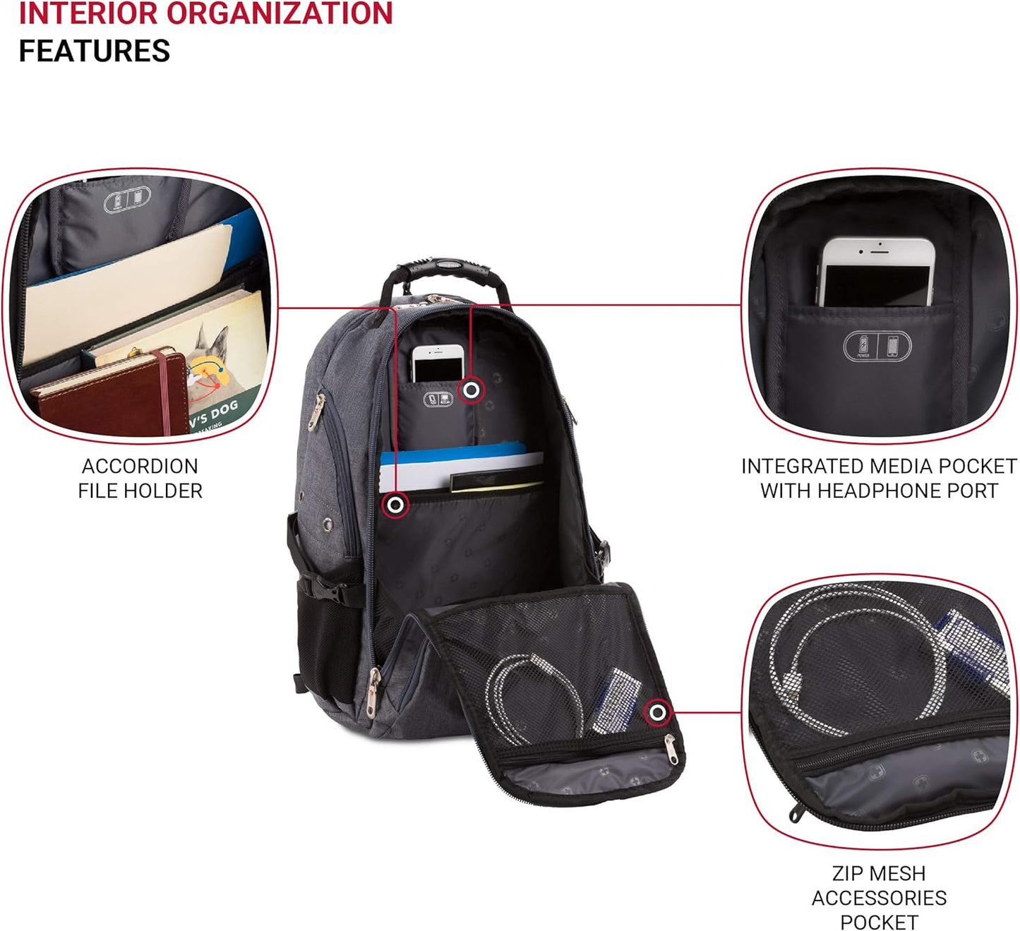 SwissGear 5977 Laptop Backpack - TSA Friendly Design for 17-Inch Laptops | Perfect for Travel & School - Grey