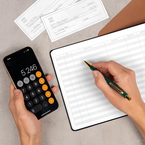 Skyline Accounting Ledger Book – Columnar Log Journal for Personal & Small Business Bookkeeping – Money Expense Log, Hardcover 10x7” (Black)