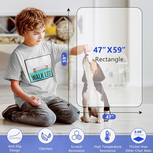 Office Chair Mat for Hardwood Floor, 47"×59" Fully Clear Desk Chair Mat for Rolling Chairs, Heavy Duty Hard Floor Protector Mat for Home Office, Anti-Slip, Flat Without Curling