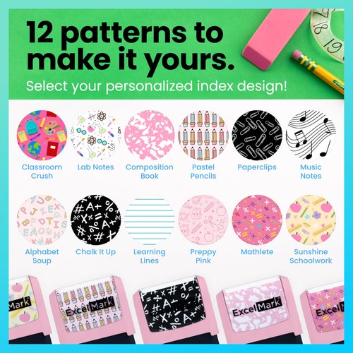 ExcelMark Personalized Teacher Stamps for Classroom - Custom Stamps for Grading - Puns of Praise with 12 Stylish Mount Patterns (Pink Mount, Bee-autiful Work)