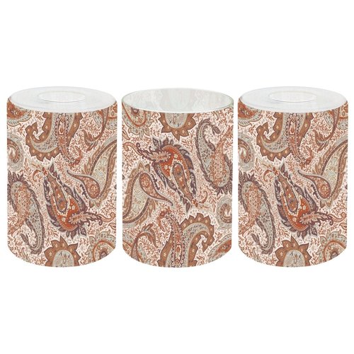 3 Pack Cylinder Glass Lamp Shade Intricate vintage paisley floral elements warm shades This seamless is Covers with 1-5/8" Fitter Opening Light Fixture Replacement for Table Lamp Bathroom Vanity Light