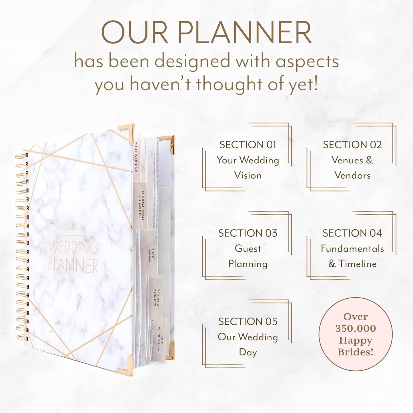 Skiennix Wedding Planner Book - Ultimate Bridal Organizer with Countdown Calendar | Marbled Design