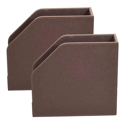 MobileVision Executive Brown Cloth Fabric Vertical File Holders - 2 Piece Combo