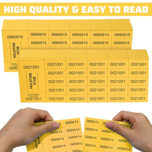 Kosiz 2000 Sheets Raffle Ticket 25 Bid Chinese Auction Tickets Tricky Tray Basket Raffle Sheets for Back to School Class Rewards Carnival Door Prizes Events(Dark Yellow)