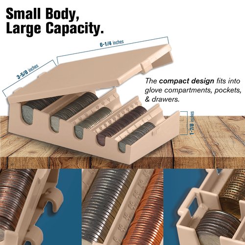 BankSupplies Clamshell Coin Holder Storage Box - Coin Sorter - Small & Portable - Durable Build - Easy Counting - Great for Banks, Businesses, Shops & Offices
