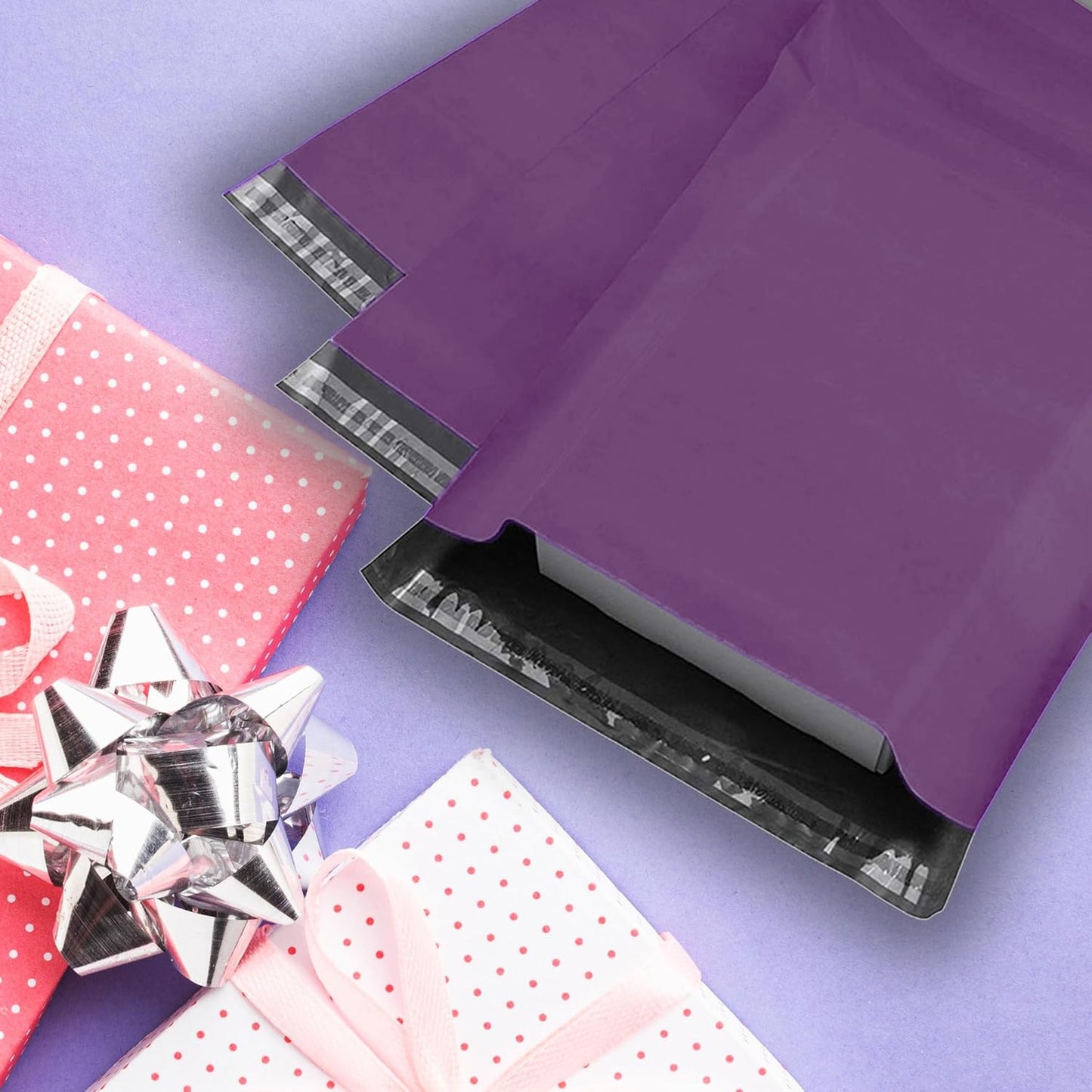 Yens Poly Mailers - 12x15.5" Purple Shipping Envelopes | Strong Self-Seal Adhesive, Waterproof - 100 Pack