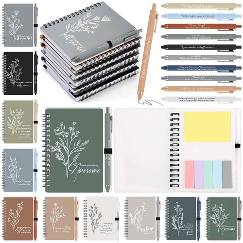Chiisong 30 Sets Employee Appreciation Gifts Case Management Week Gifts Thank You Spiral Notebook with Sticky Notes Pen Bulk Vet Tech Week Journal for Coworker Teacher Nurse Customer (Bright Color)