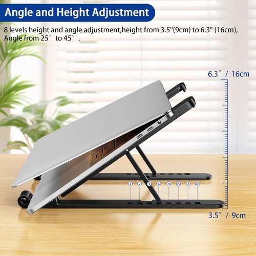 BESIGN LS01 Pro Ergonomic Laptop Stand - Adjustable Portable Riser for 10-14" Laptops | Black