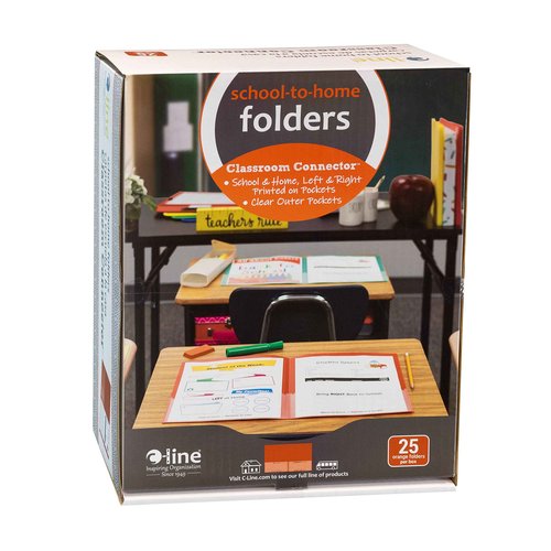 C-Line Classroom Connector School-to-Home Folders, Orange, 25 per Box (32002)
