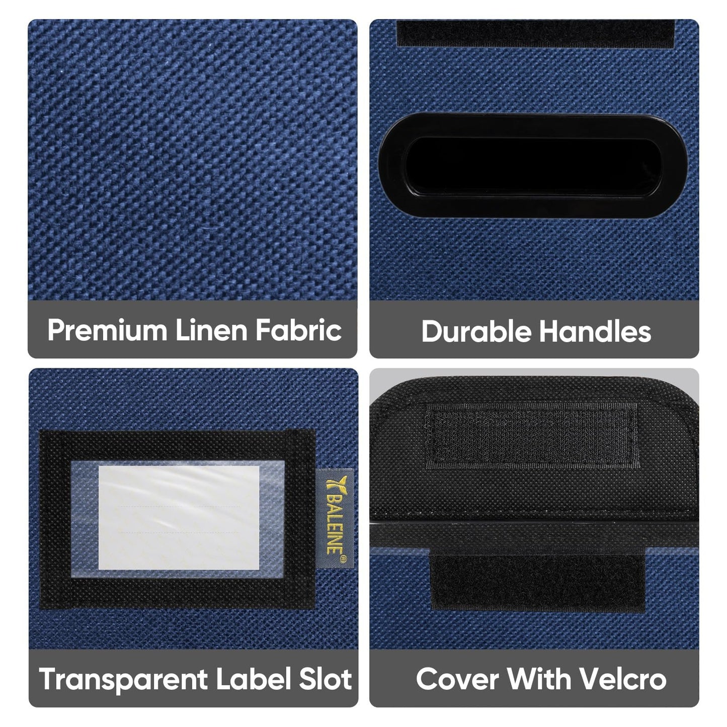 BALEINE File Organizer Box with Lid, Collapsible File Folder Organizer with Plastic Slide, Hanging File Folder Box for Office Document Storage (2 Pack, Blue, S)