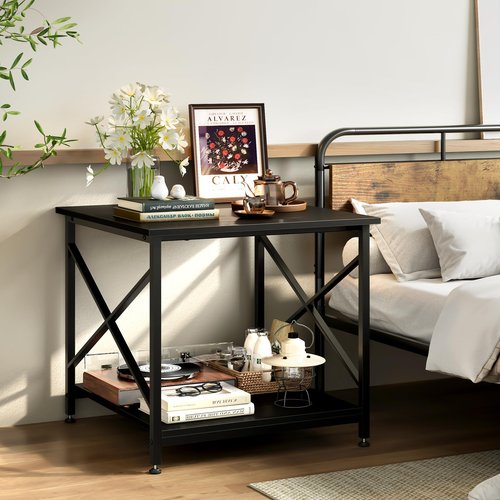 Warmiehomy 24"x24"x24" Large Printer Stand with Storage, 2 Tier Rolling Printer Cart Table, Mini Fridge Stand with Wheels, Use for 3D Laser Printer Home Office, Black
