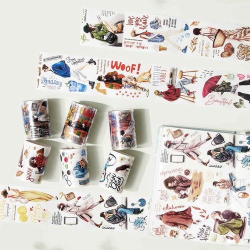 WT Urban Wanderers Pre-Cut Wide Washi Tape Set – 3 Rolls, Original Paper Tape Illustrations, Soft & Easy-to-Tear Decorative Adhesive for Journals, Scrapbooking, Planners & DIY Crafts